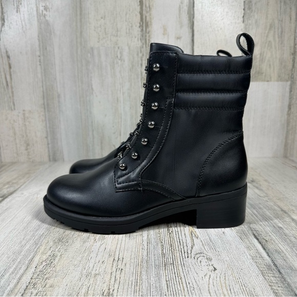 New Adrienne Vittadini Davide Combat Boot Faux Leather #1184 - Picture 1 of 12